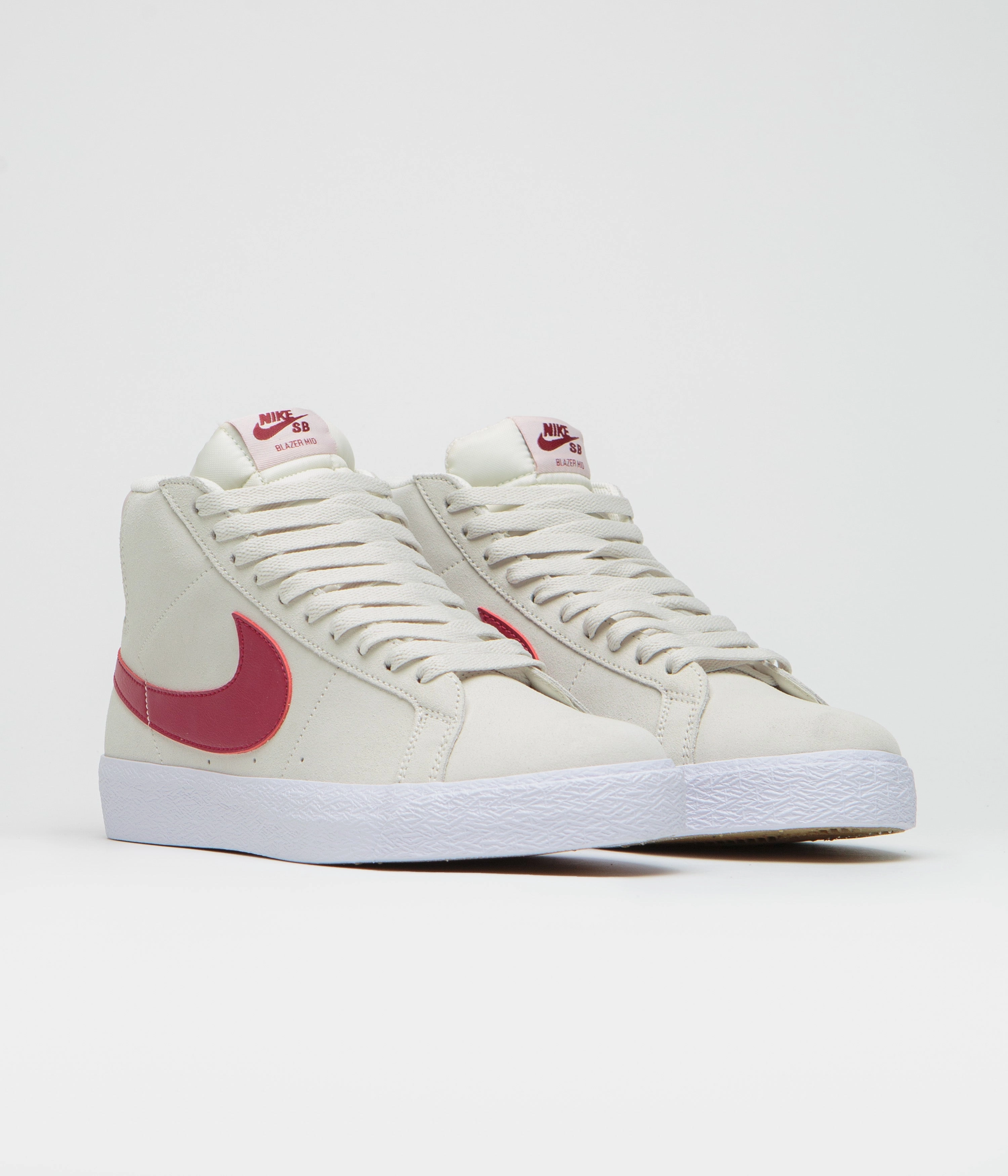 Nike SB Blazer Mid Shoes - Pale Ivory / Noble Red - Silt Red - White Nike Shoes With Laces