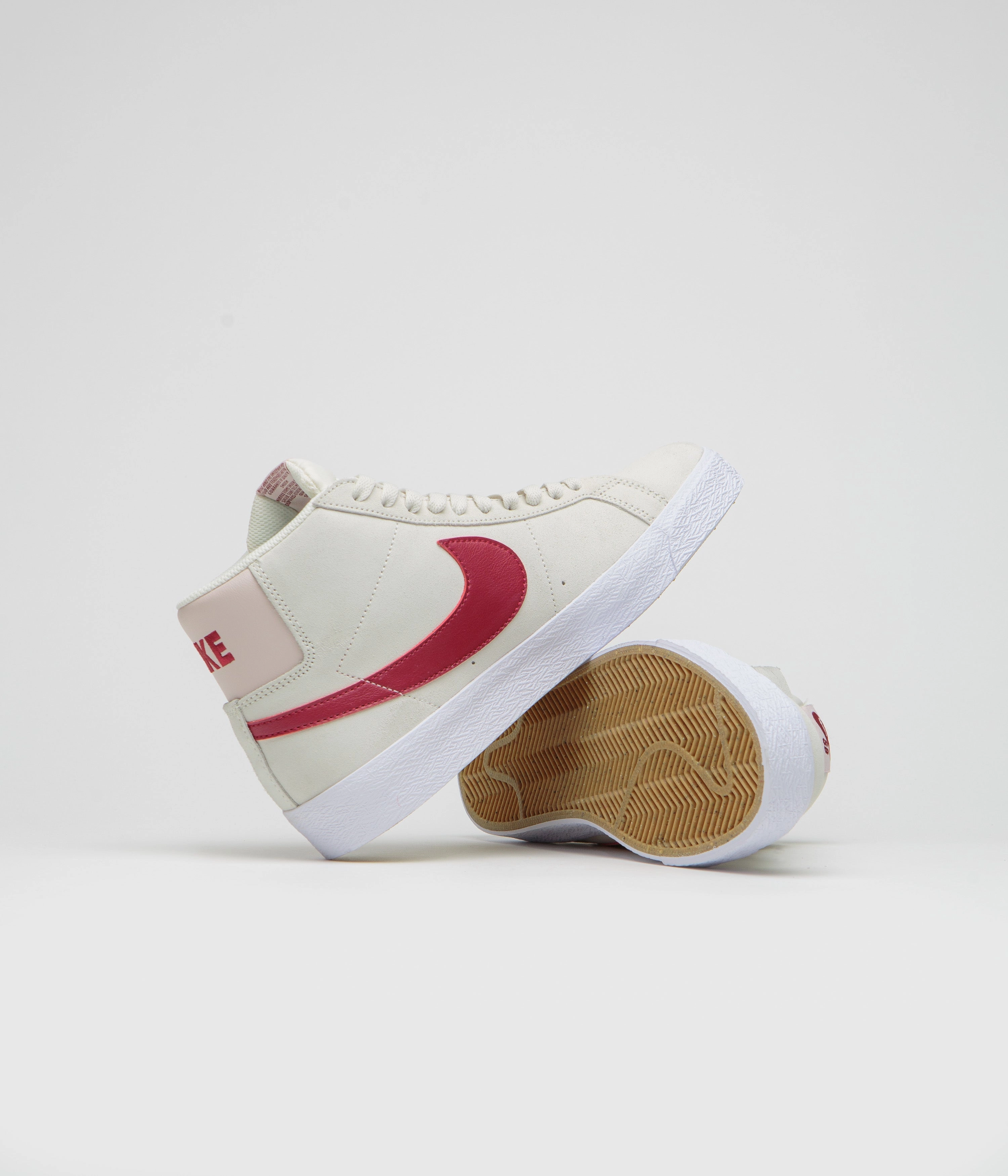 Nike SB Blazer Mid Shoes - Pale Ivory / Noble Red - Silt Red - White Retro Running Shoes Nike