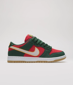 Nike SB Dunk Low Pro Premium Shoes - Fir / White - University Gold - Fire Red Nike Dunk Low Next Nature Casual Shoes