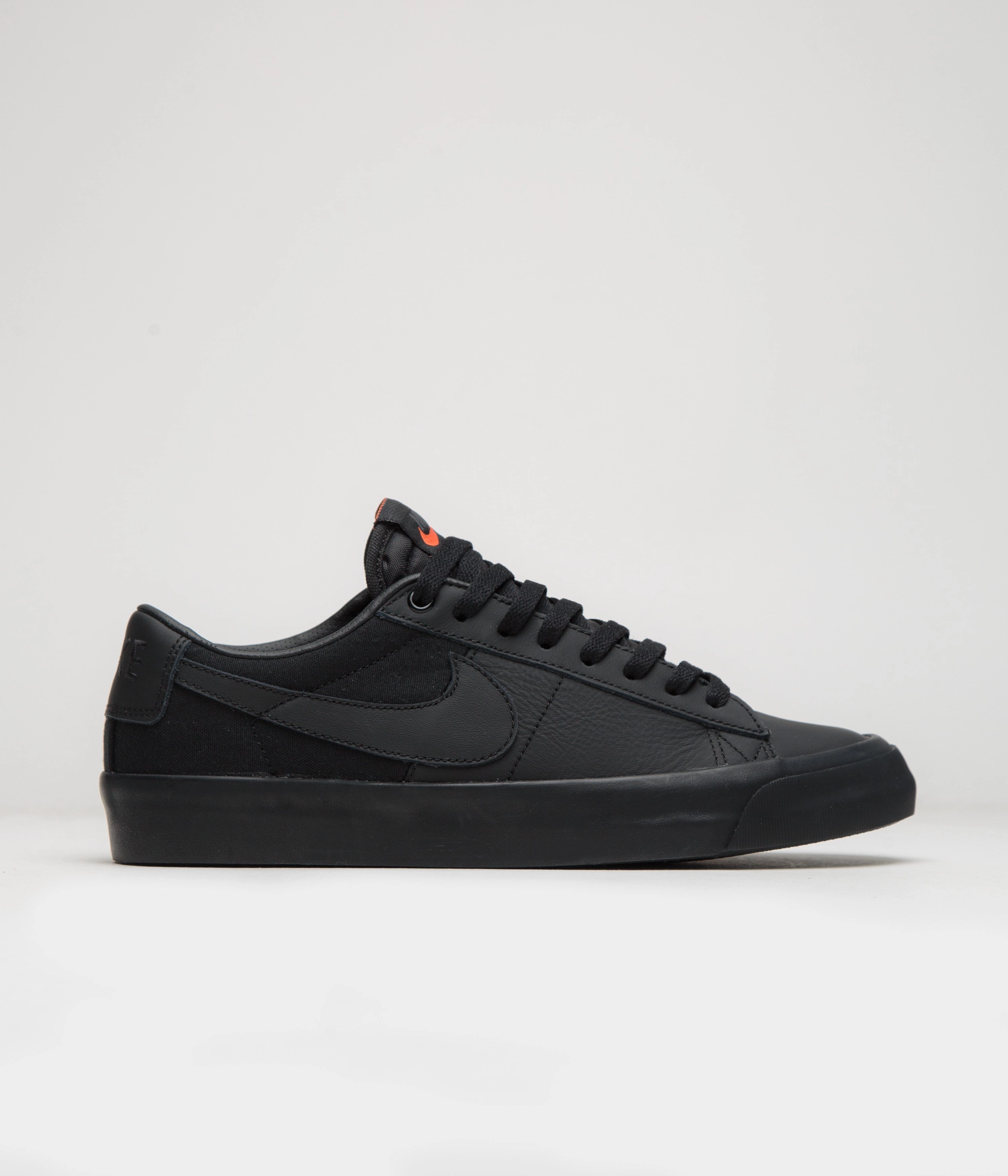 Nike SB Orange Label Blazer Low Pro GT Shoes - Black / Black - Black - Black Tech Nike Shoes
