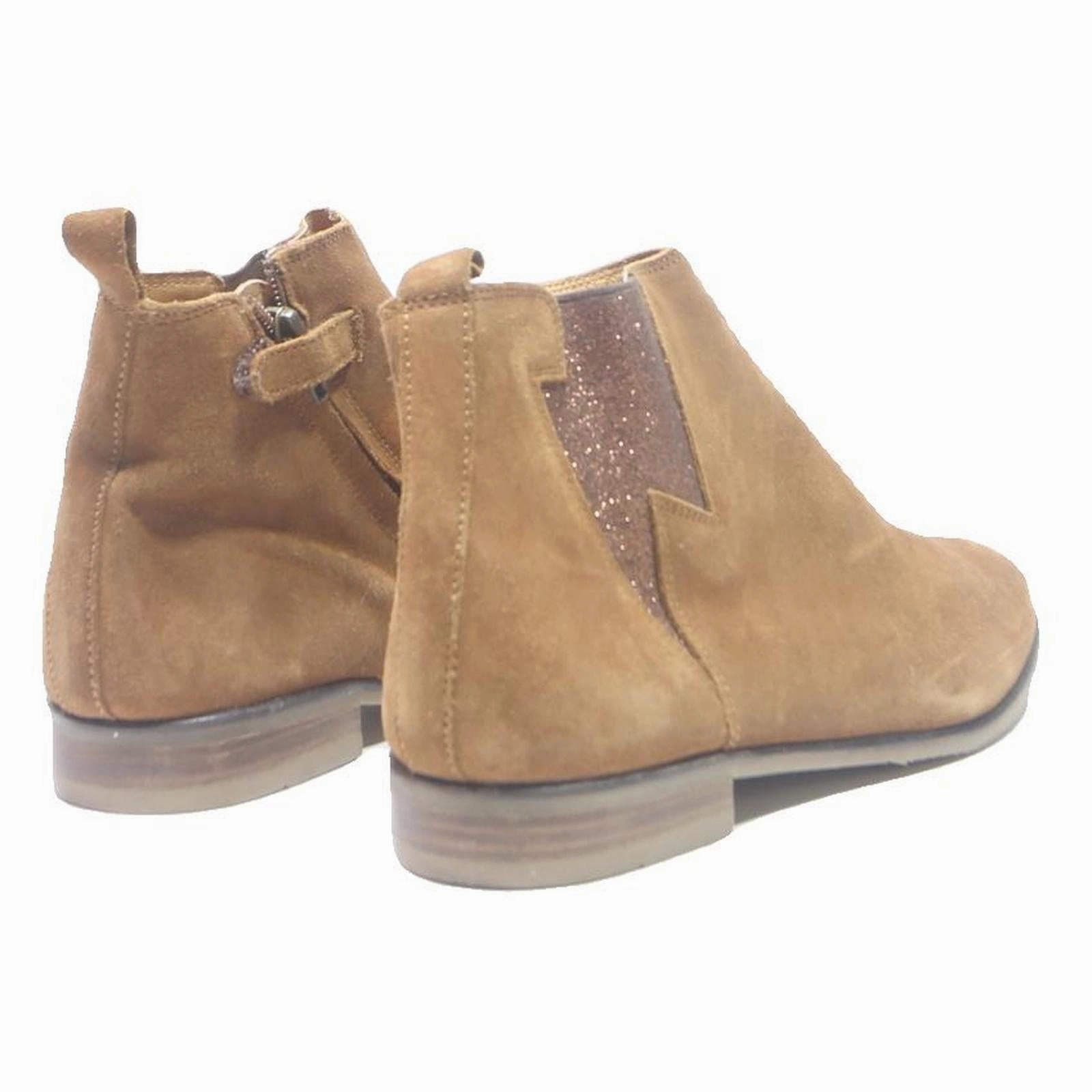 Cheap Rain Boots ADOLIE Womens Ankle Boots Tan Suede UK 4 Glitter Panel Casual Stylish