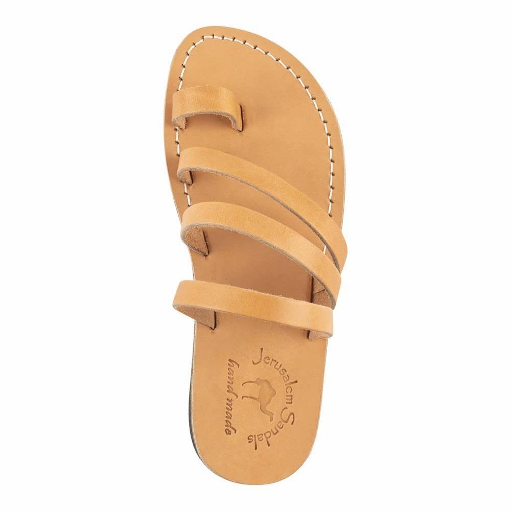 Wedge Sandals Wedding Nora - Leather Strappy Flat Sandal | Tan