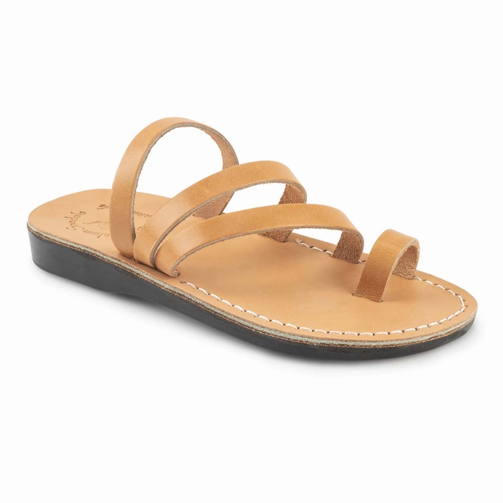 H Sandals Nora - Leather Strappy Flat Sandal | Tan