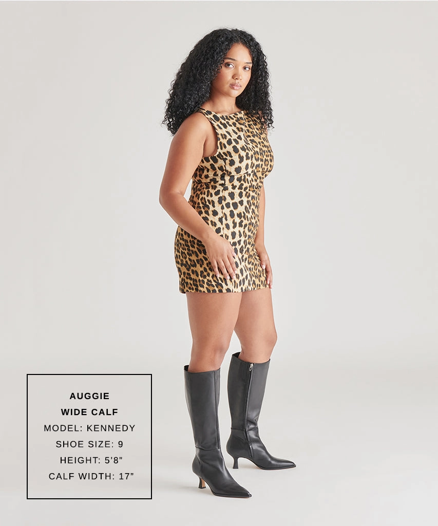 Most Warm Winter Boots AUGGIE WIDE CALF BOOTS BLACK LEATHER