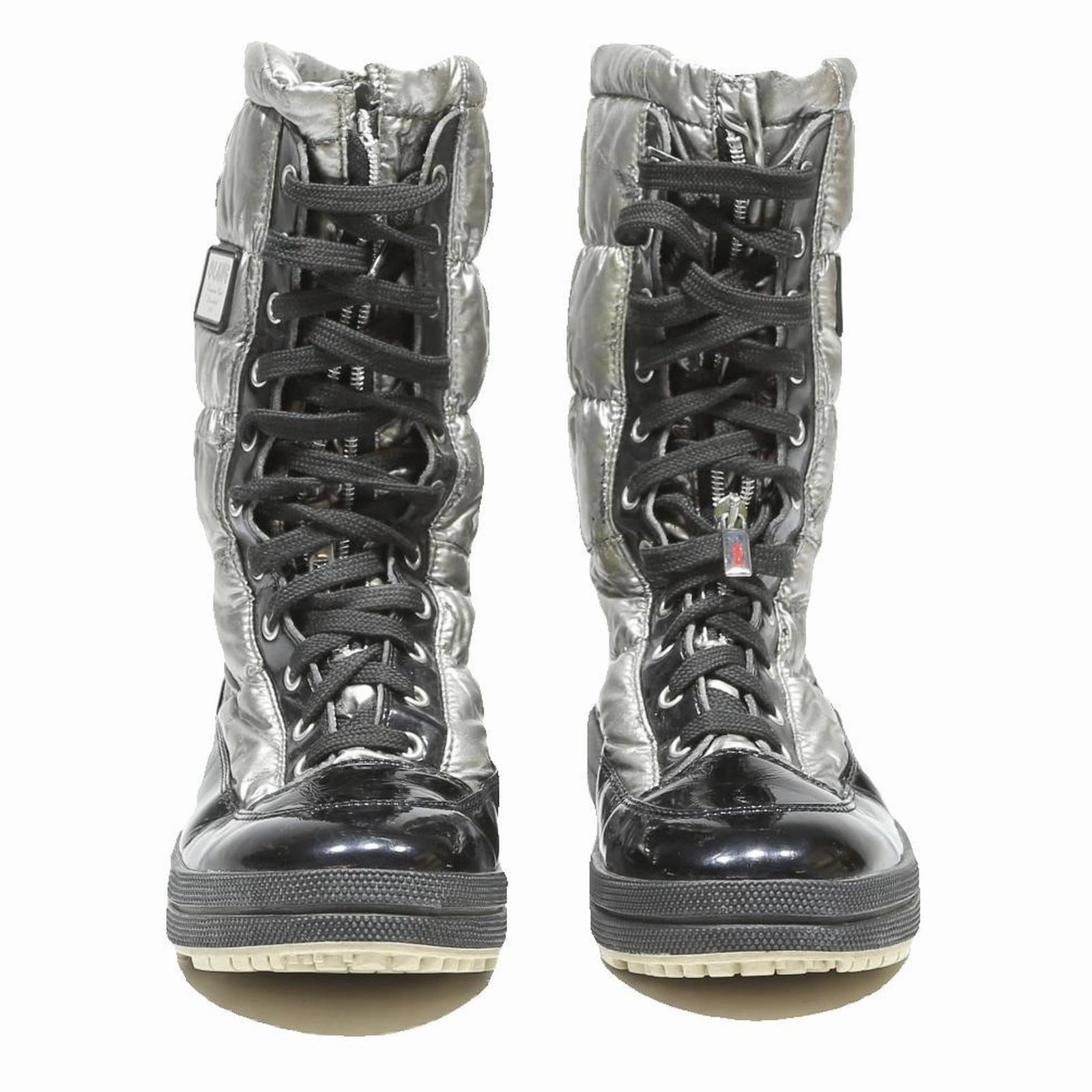 Inexpensive Knee High Boots OLANG Womens Snow Boots Black & Silver Synthetic UK 4 Winter Waterproof Outdoor