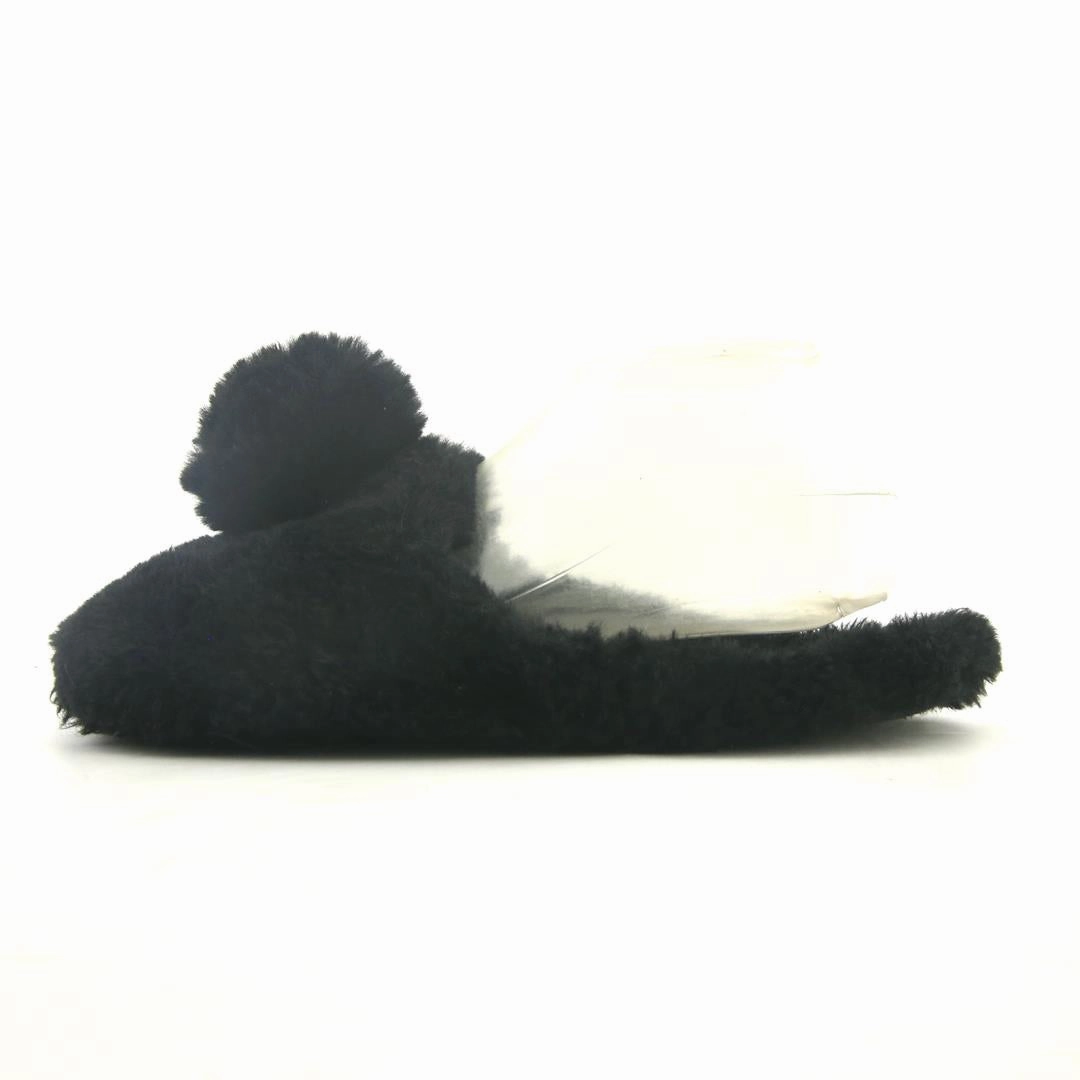 OLD NAVY BLACK JACK JAS Slides Fuzzy