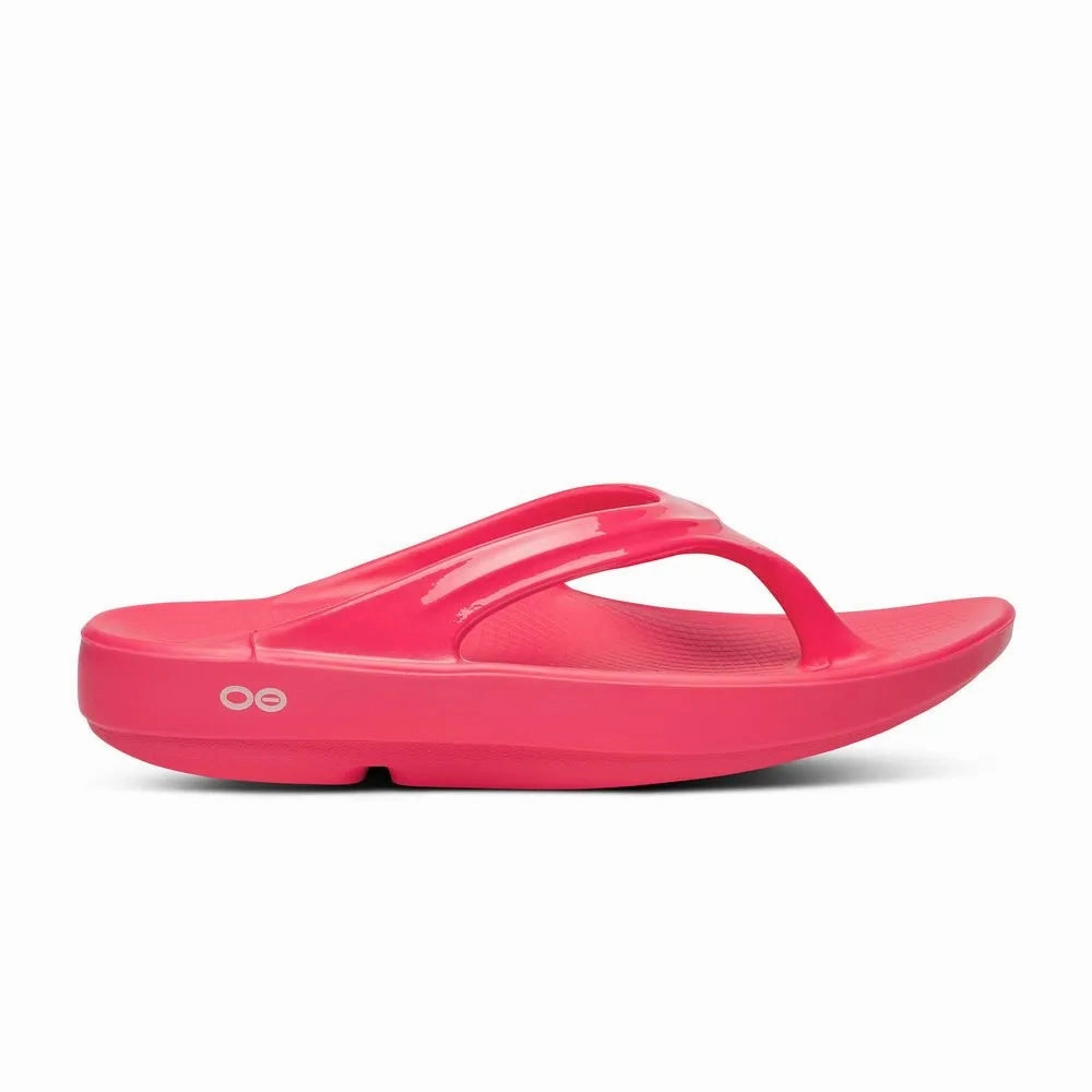 Denim Sandals OOfos OOlala Thong - Neon Berry