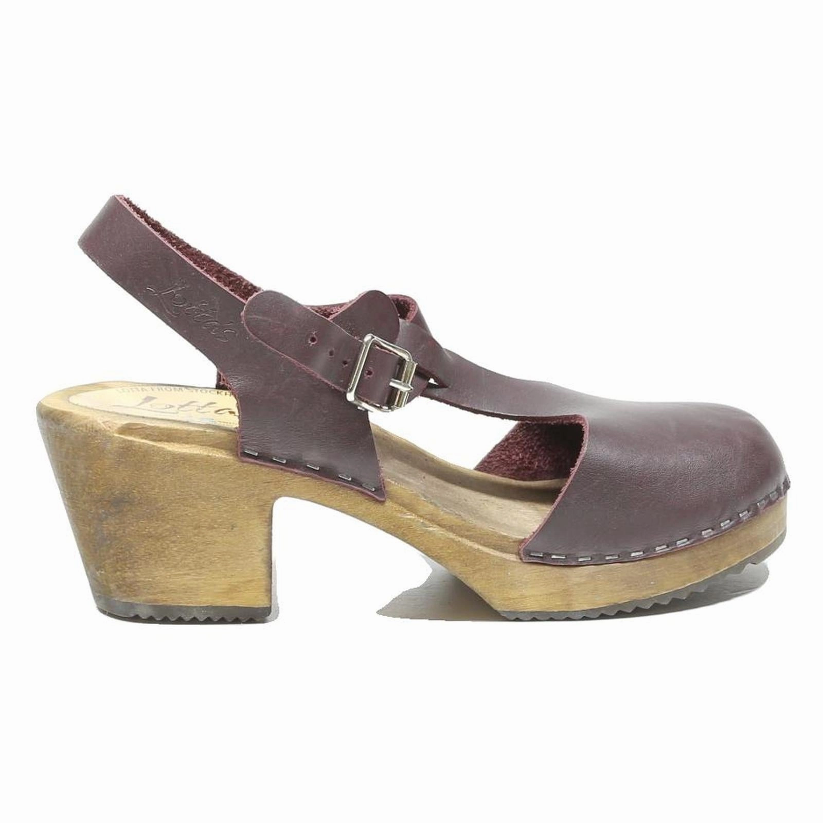 Sandals Nearby LOTTA'S Womens Leather Block Heel Brown Leather Slingback Sandals UK 9 Stylish