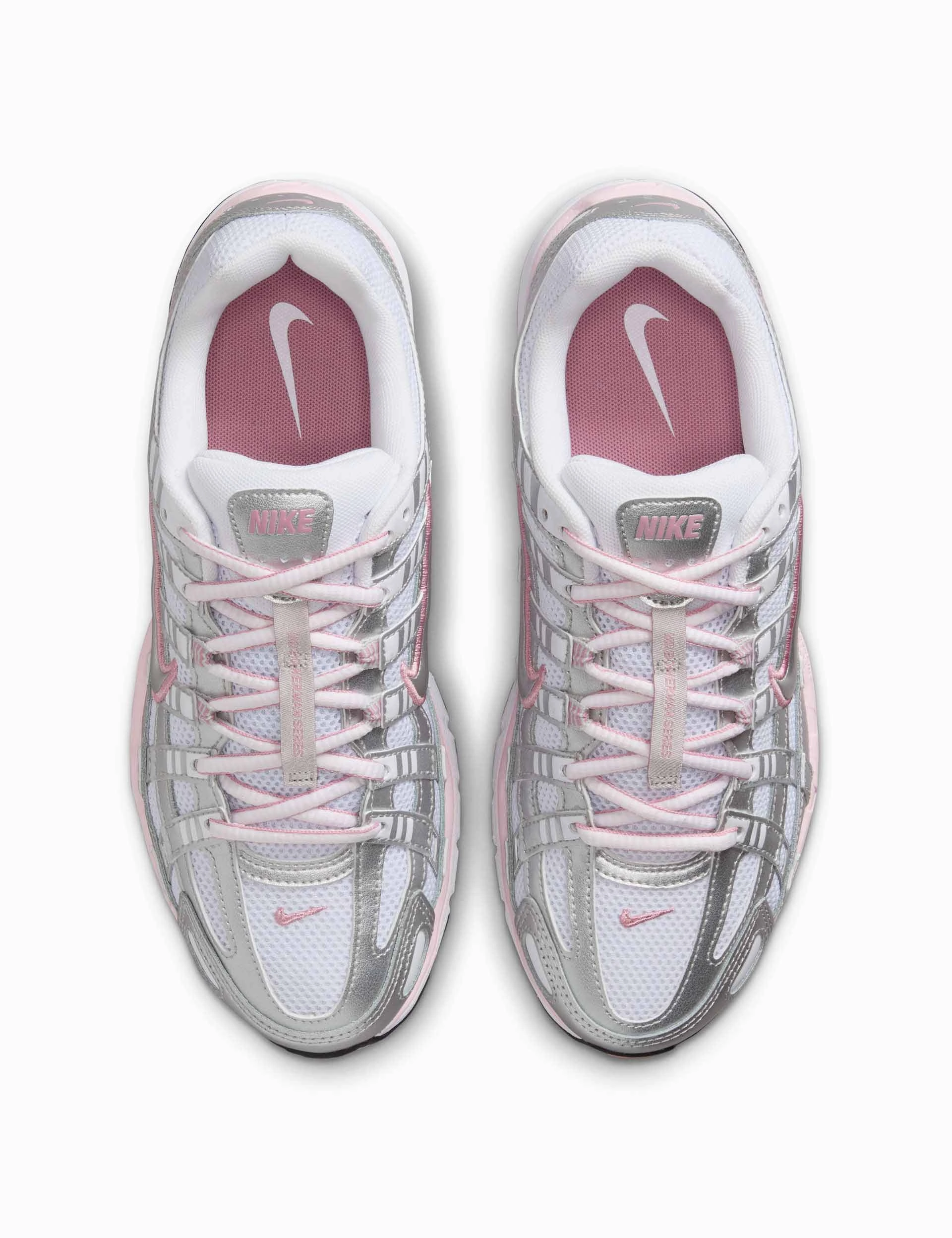 P-6000 Shoes - White/Metallic Silver/Elemental Pink Nike Shox Shoes