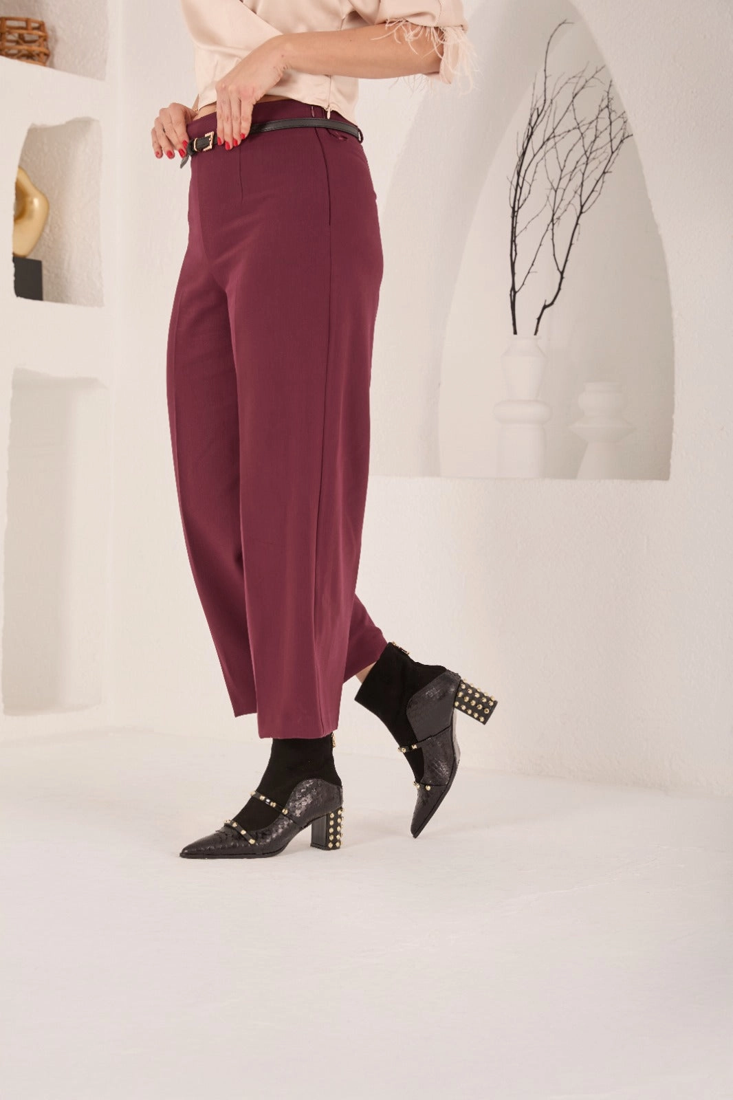 High Boots Goth The  Valentina Leather Block Heel Women Boot