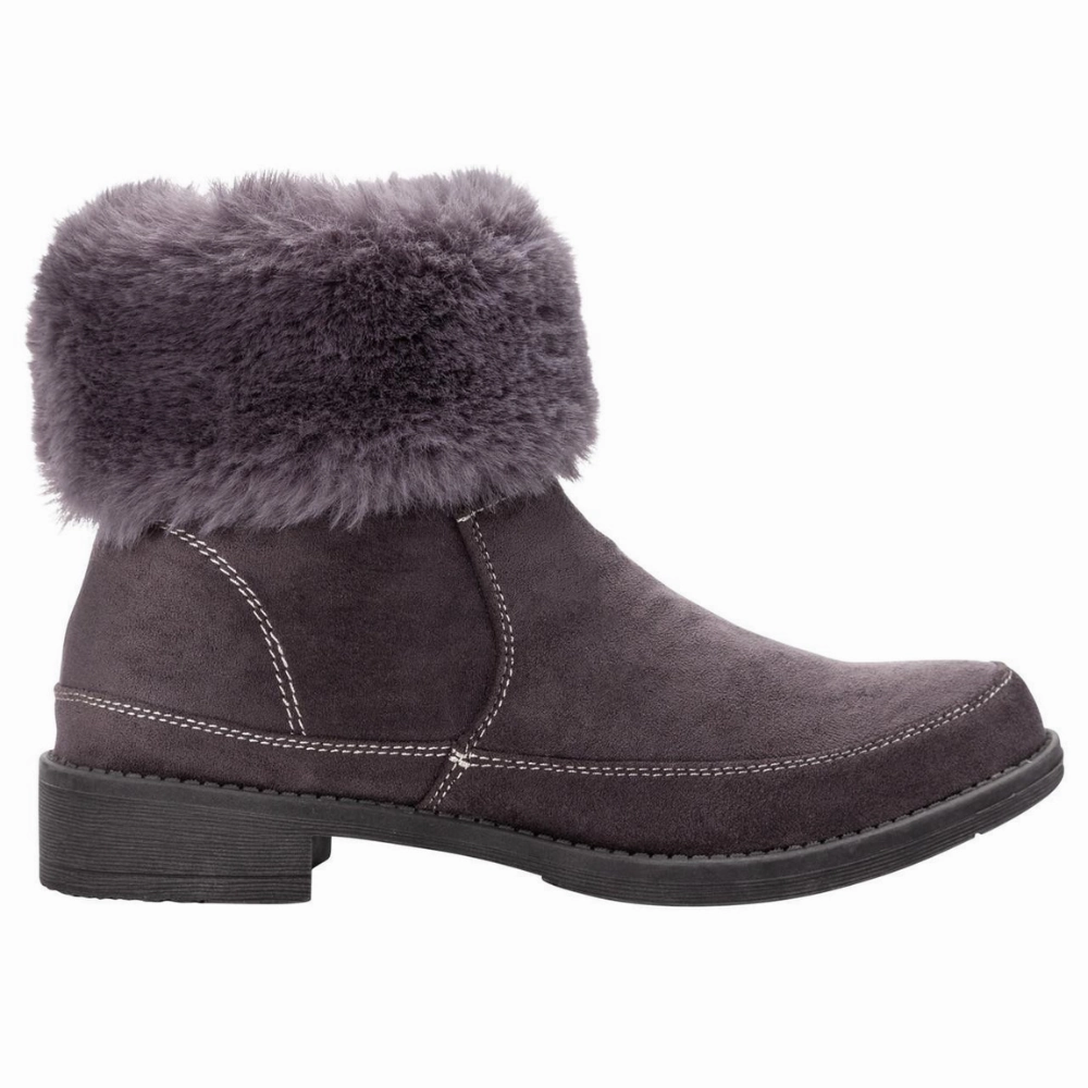 Propet Tabitha Faux Fur Grey Ankle Boot (Women's) Cool Walking Boots