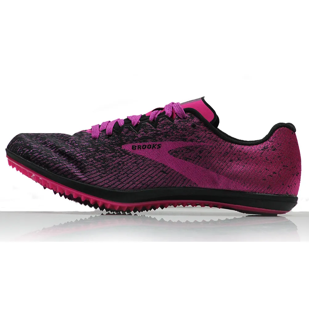 Kids Trail Running Shoes Brooks Mach 19 Women's Cross Country Running Spike - Black/Hollyhock/Pink
