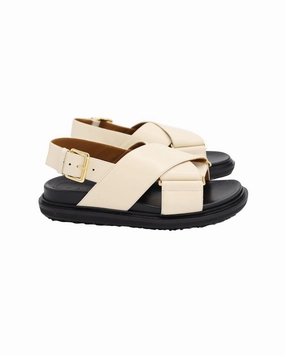 Brador Sandals Marni Fussbett Slingback Sandals in Cream Calfskin Leather