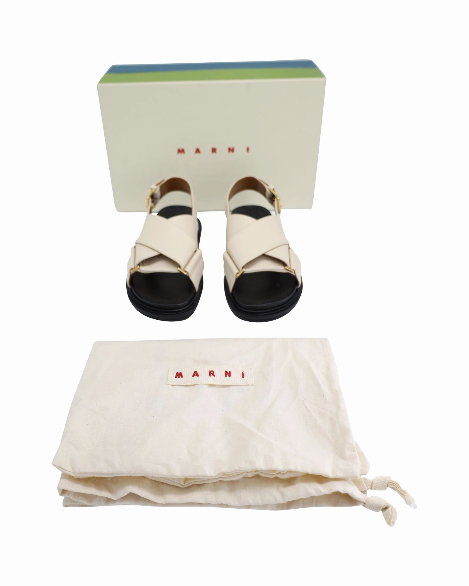 Marni Fussbett Slingback Sandals in Cream Calfskin Leather Vionic Sandals - Size 7