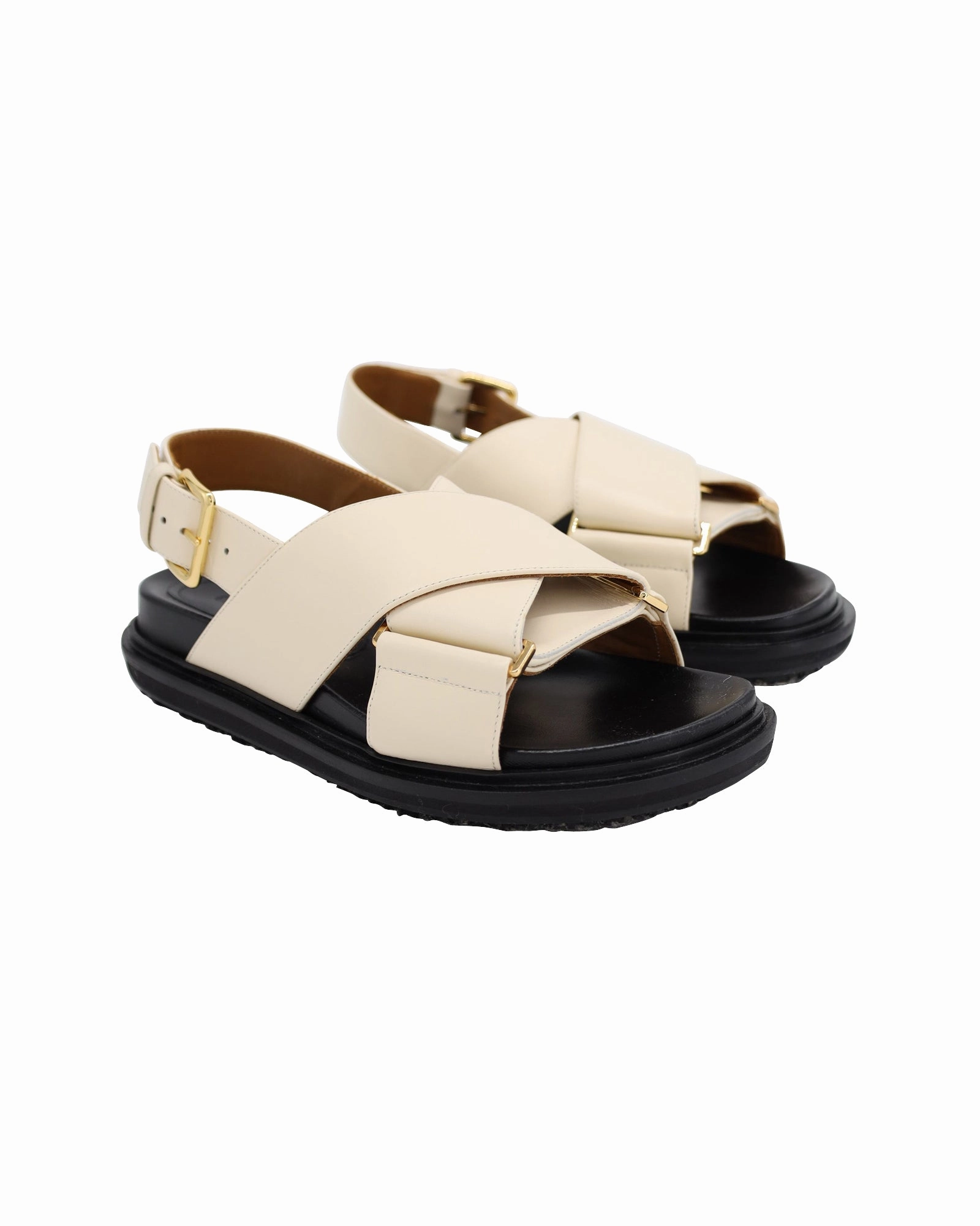Sandals Dunn River Marni Fussbett Slingback Sandals in Cream Calfskin Leather