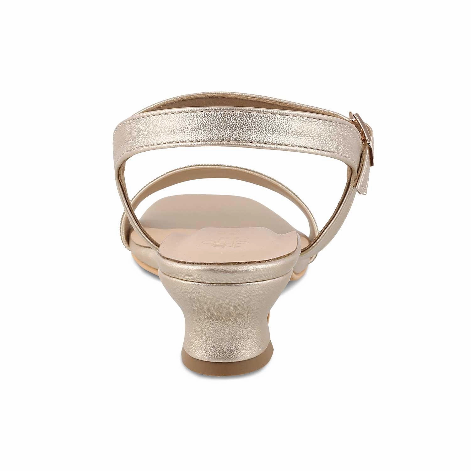 Walling Sandals The Monty Gold Women's Dress Block Heel Sandals Tresmode