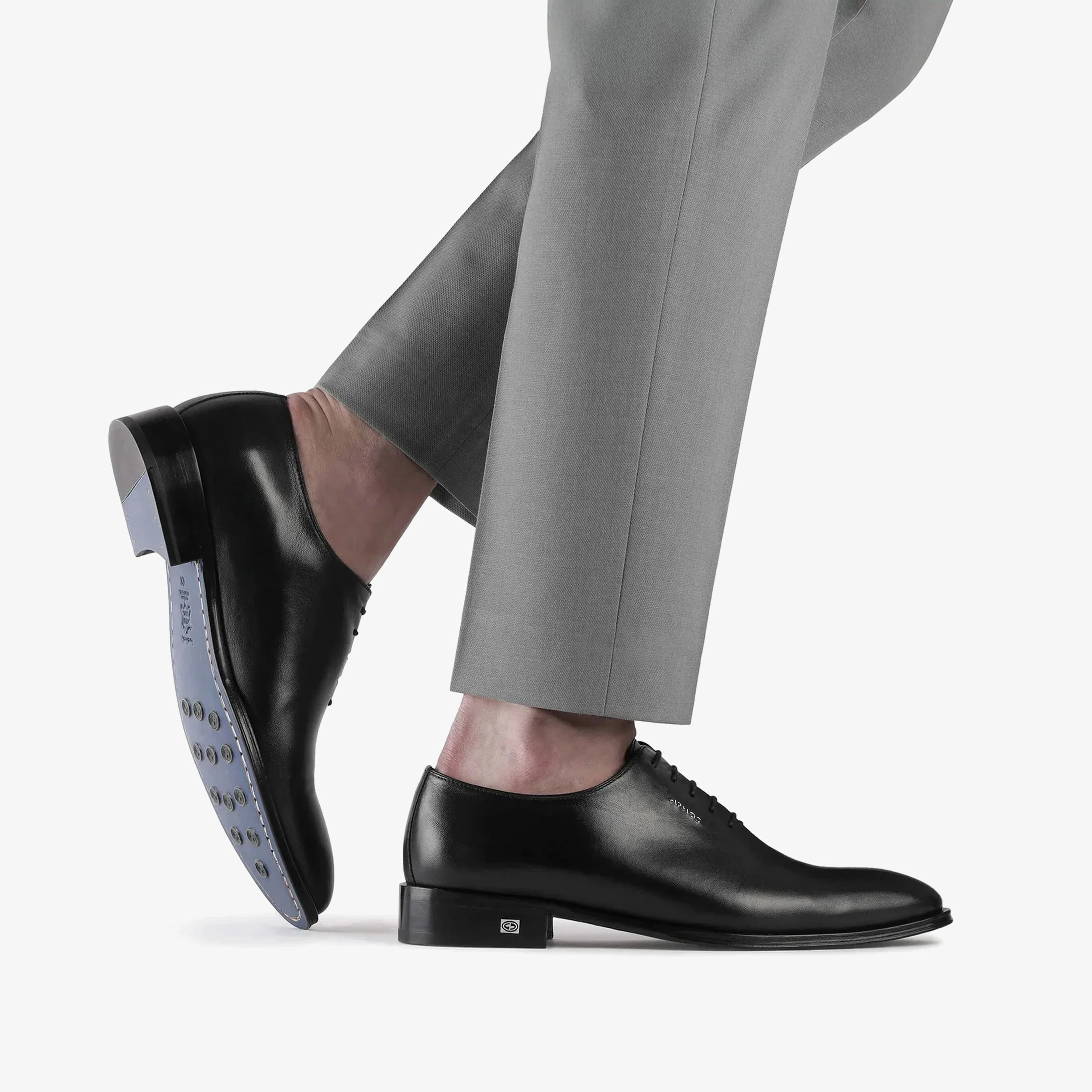 Men's Black Leather Oxford Lace-Up Dress Shoes Leather