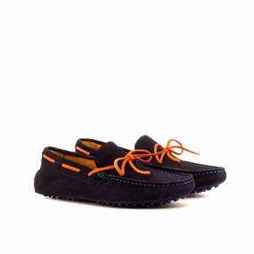 Gucci Penny Loafers Navy & Orange Suede Drivers Loafer