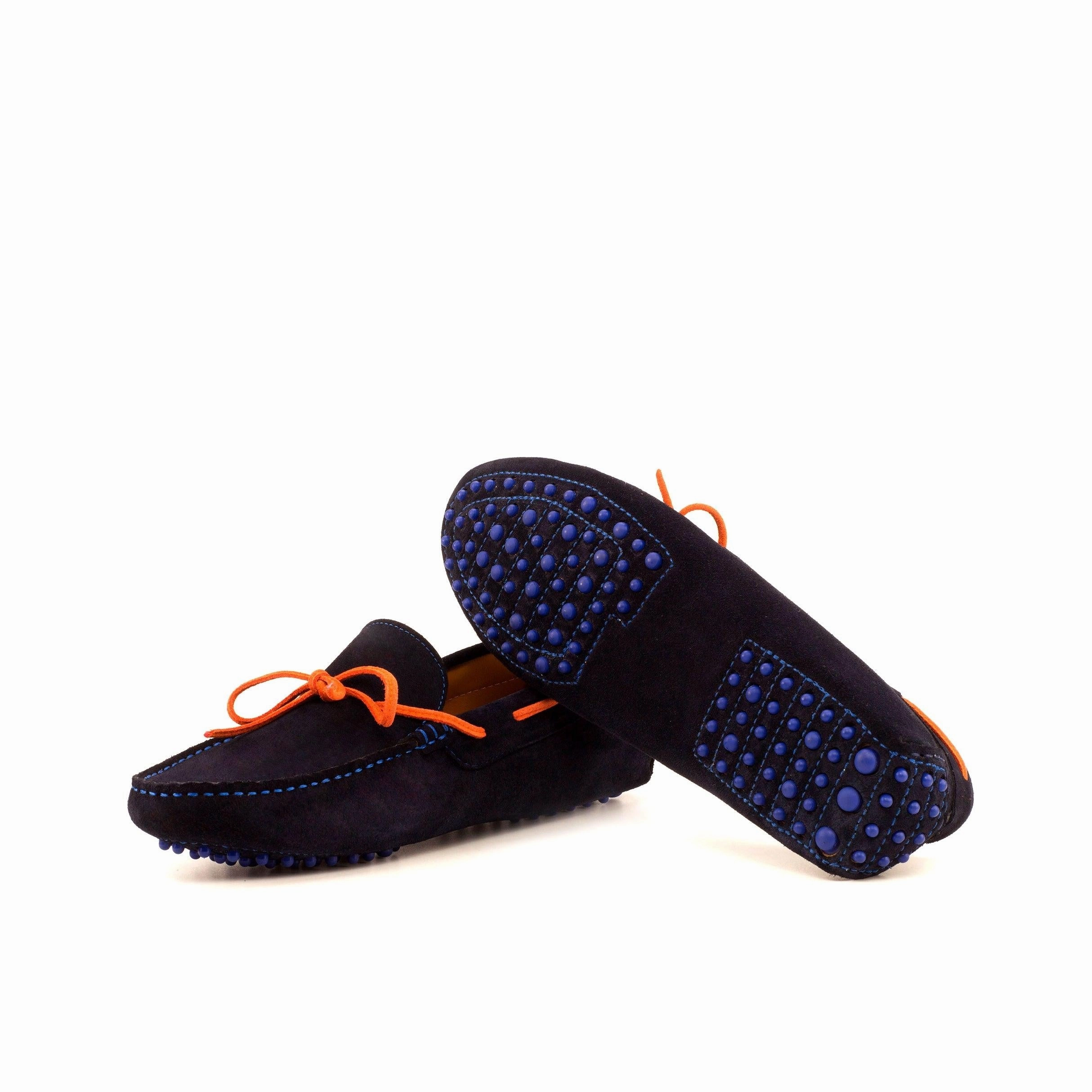 Navy & Orange Suede Drivers Loafer Zebra Loafers