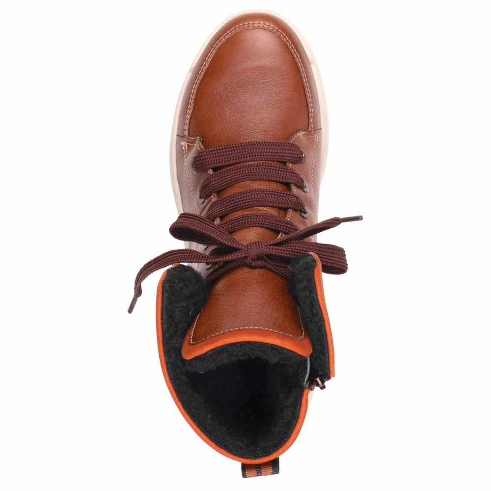 Ara Albany Hydrophobic Cognac Leather Zip Boot (Women's) Abilene Cowboy Boots