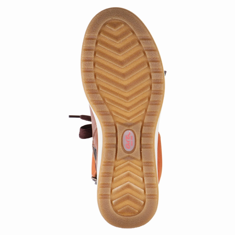 J B Dillon Boots Ara Albany Hydrophobic Cognac Leather Zip Boot (Women's)