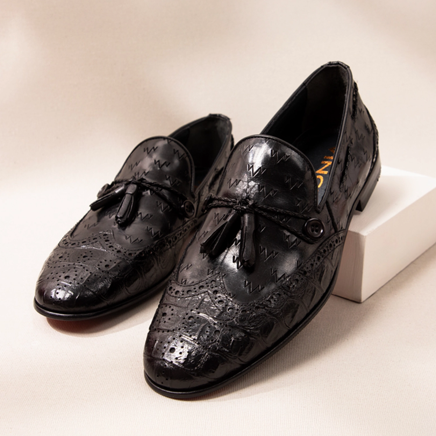 Navy Dress Navy Shoes The Istanbul Black Leather Tassel Loafer Men Shoe