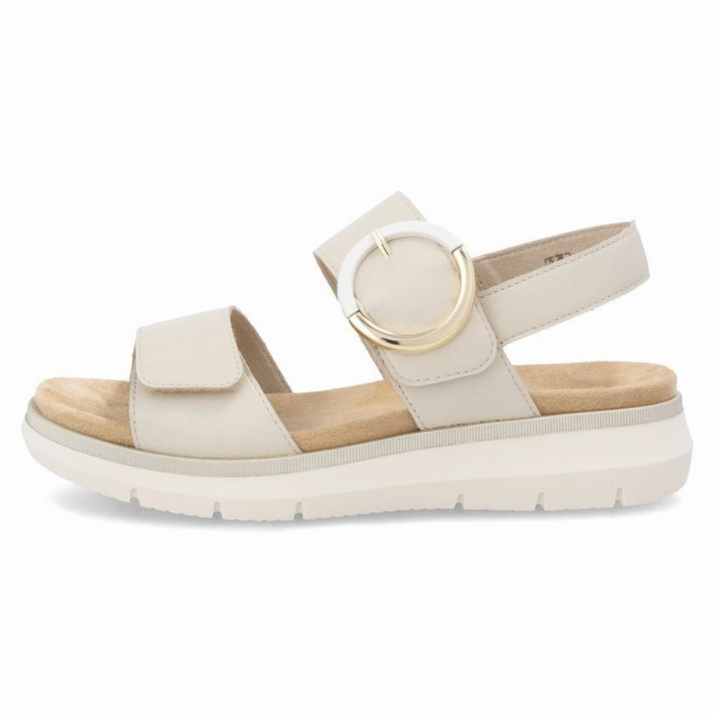 Remonte Jocelyn D2K50 White Leather Sandal (Women's) Best Recovery Sandals