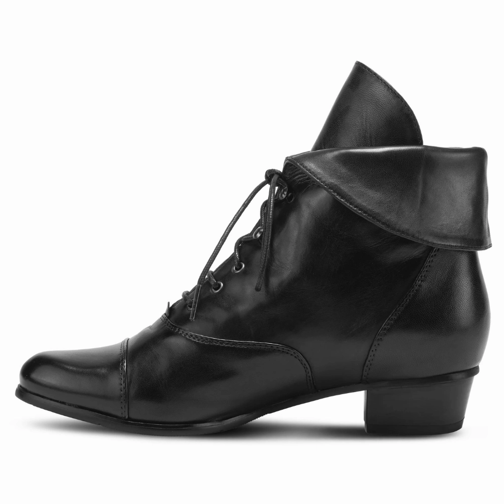 Spring Step Galil Black Leather Bootie (Women's) Bata Boots