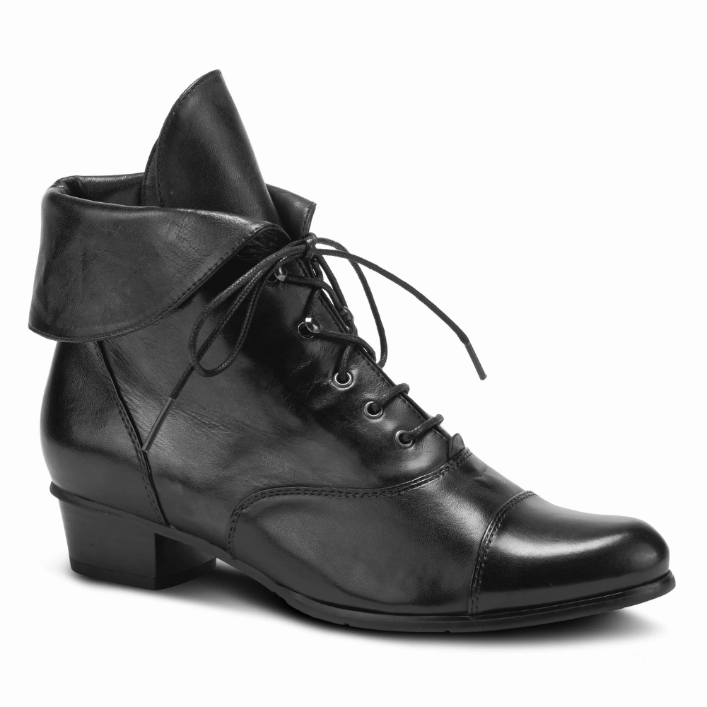 Ankle Lace Boots Spring Step Galil Black Leather Bootie (Women's)