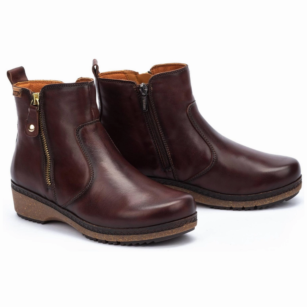 High Knee Heeled Boots Pikolinos Granada Caoba Leather Boot (Women's)