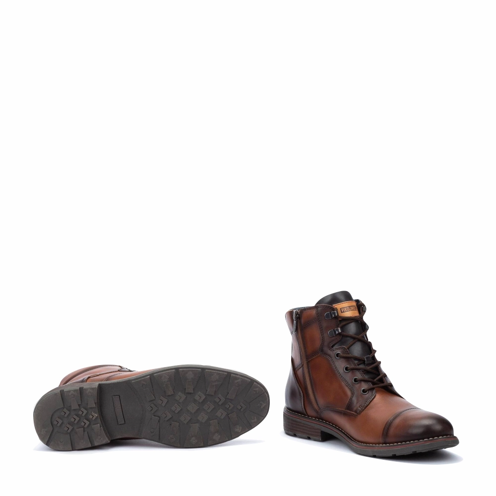 Pikolinos Men's York Leather Lace Boot in Cuero Tan Fox Moto X Boots