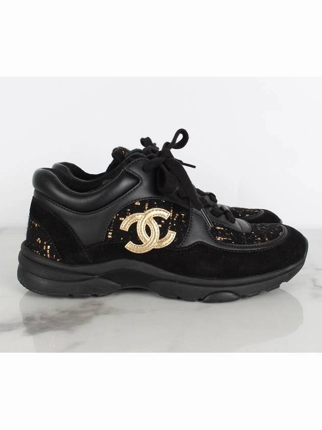 Spin Sneakers CC logo cruise sneakers gold pearl 36 230 Chanel
