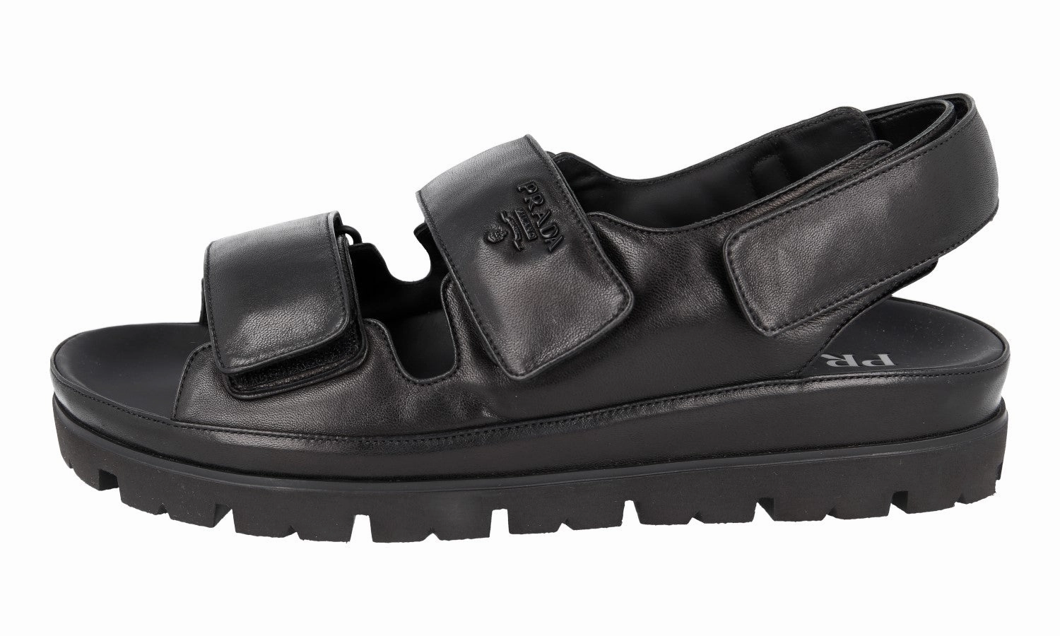 Jelly Slide Sandals Prada Men's Black Leather Sandals 2X3064