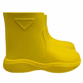 Prada Yellow Rubber Rain Boots  Size 35   Pre-Owned Hippo Boots