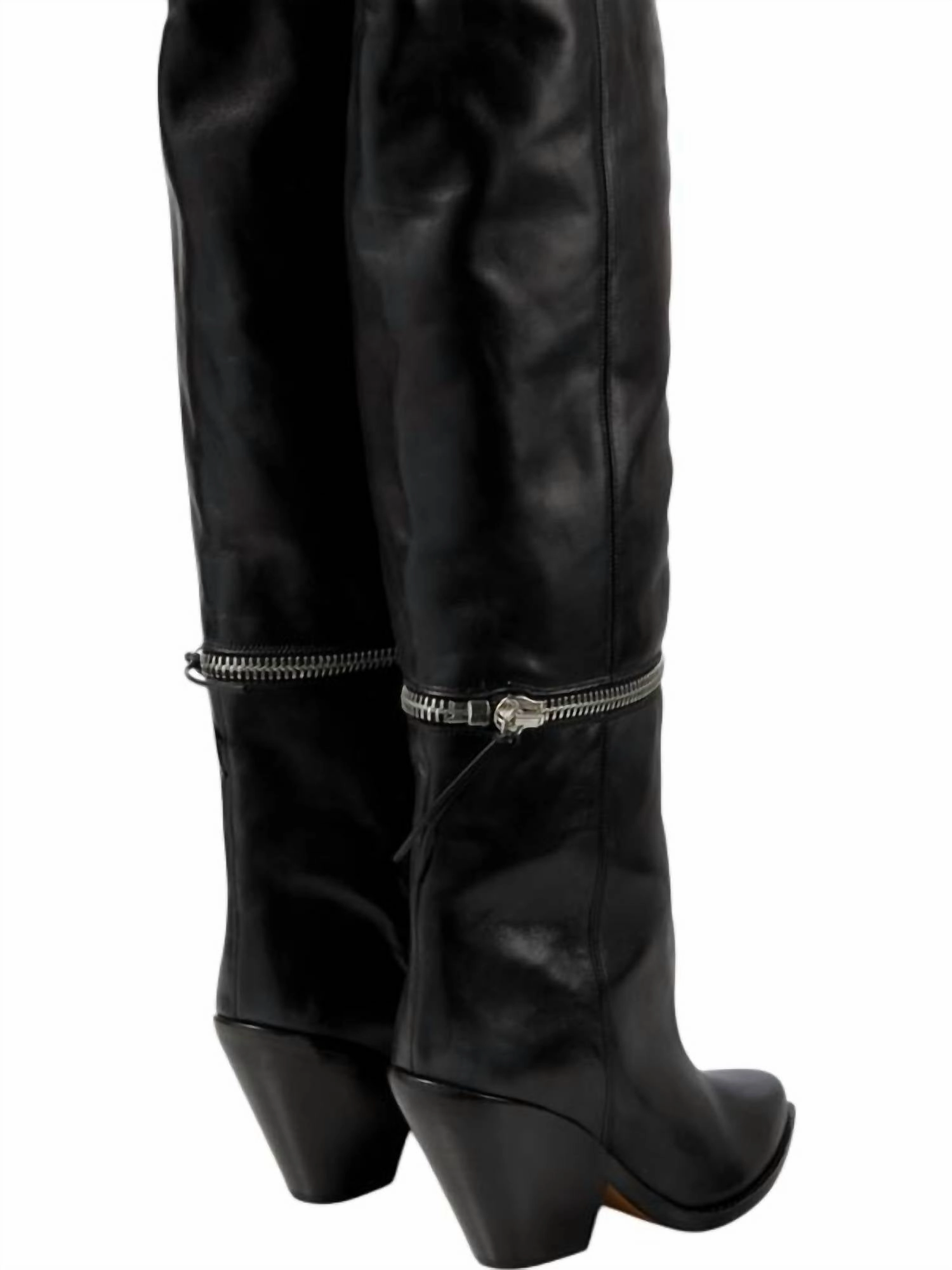 Guess Boots Pre-Loved Women Lelodie Leather Over The Knee Boots In Black