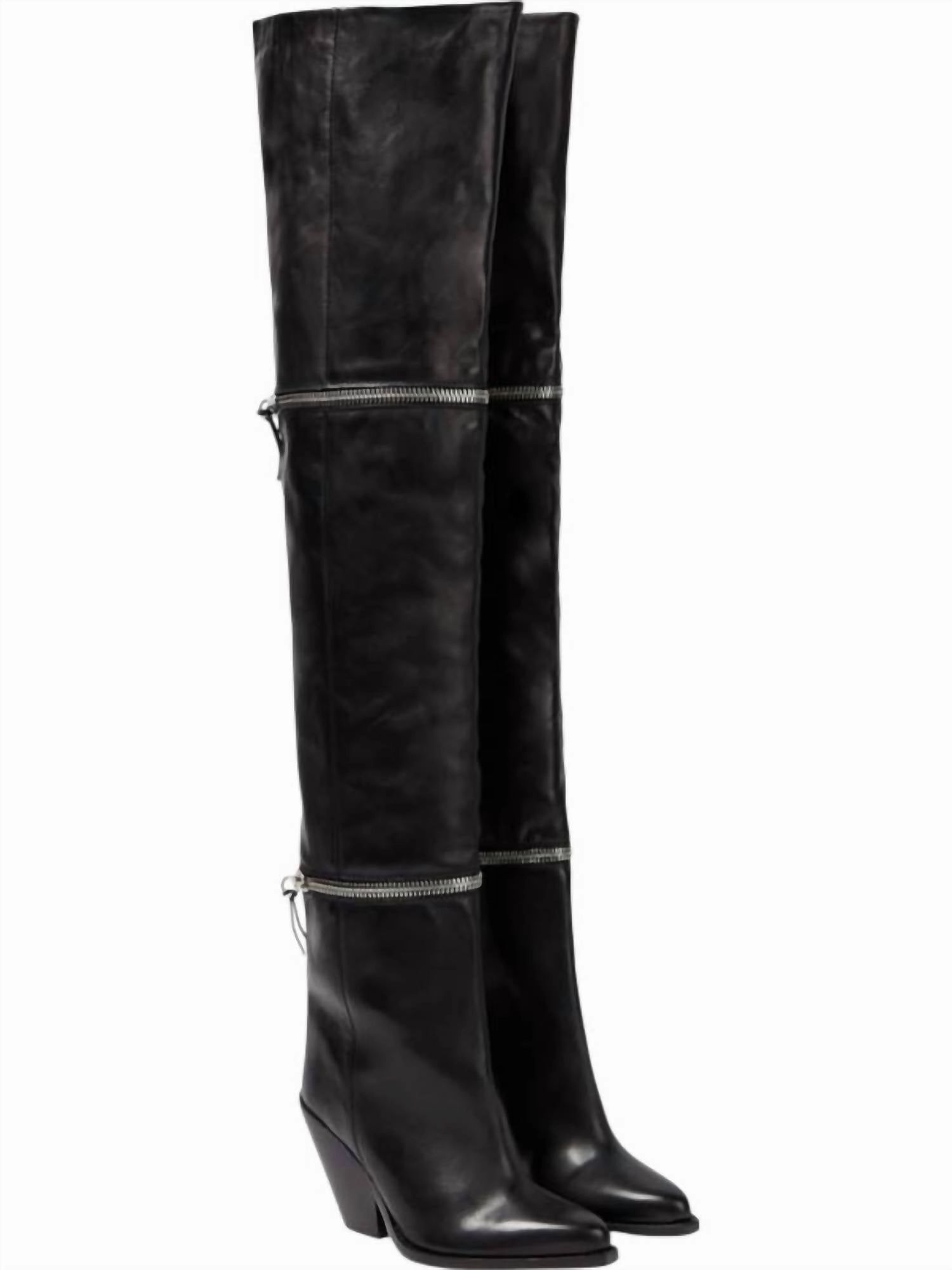 Best Motorcycle Boots Pre-Loved Women Lelodie Leather Over The Knee Boots In Black