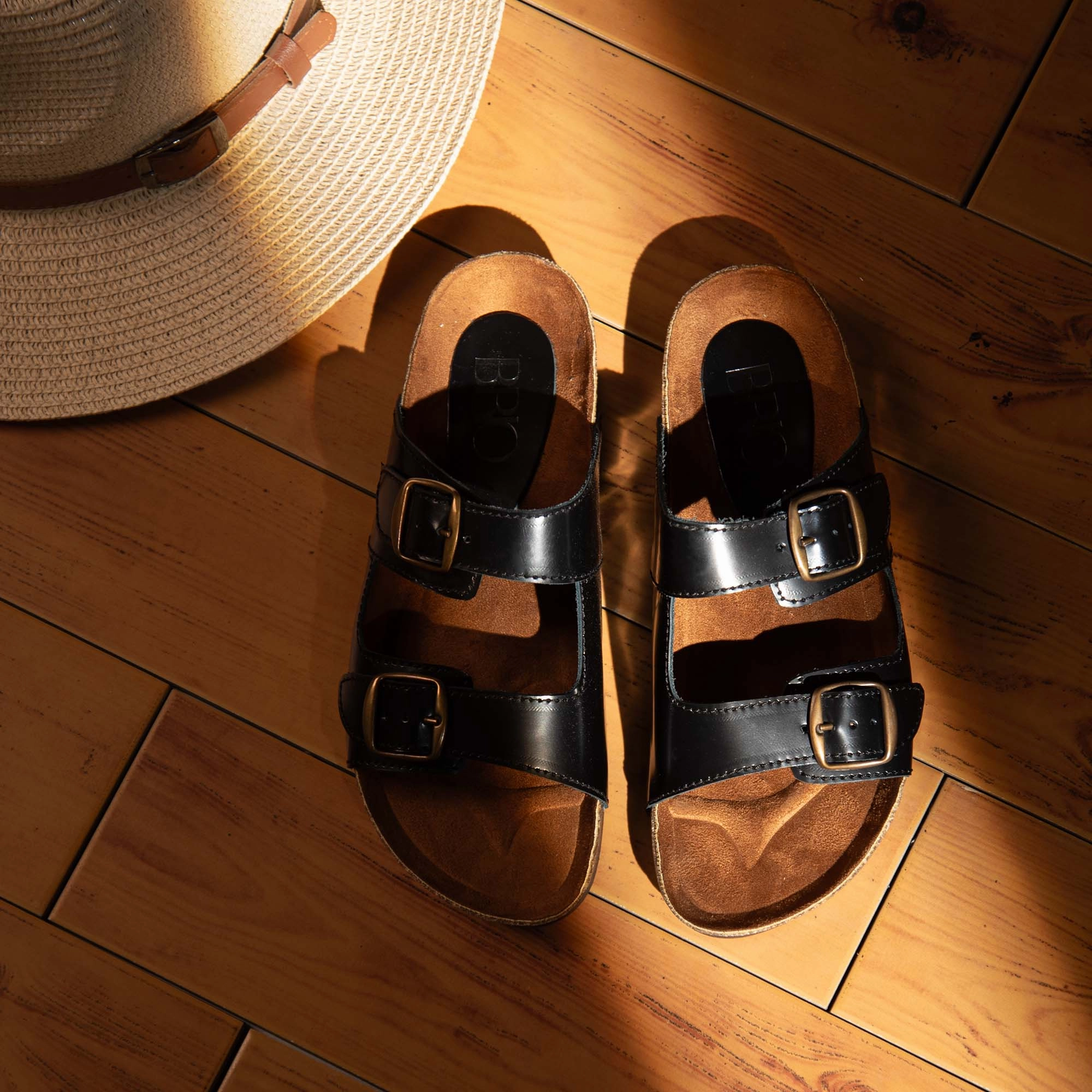 Fur Soft Sole Slippers Arizona Black Natural Leather Slippers