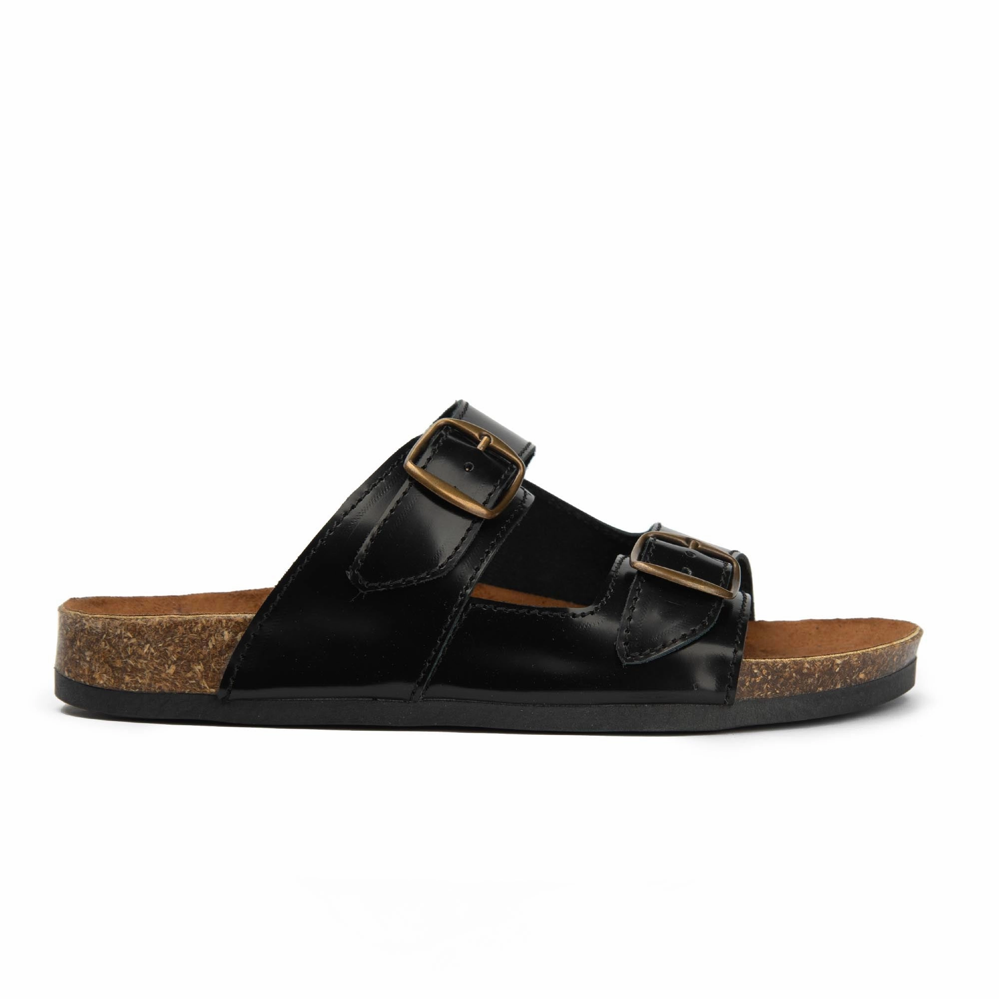 Arizona Black Natural Leather Slippers Mickey Slippers