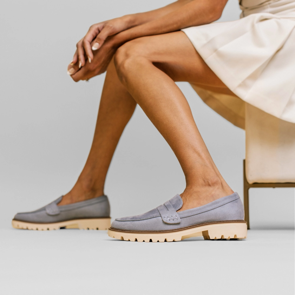 KENLY LOAFER FLATS IN FAUX SUEDE Original Penny Loafers With Penny