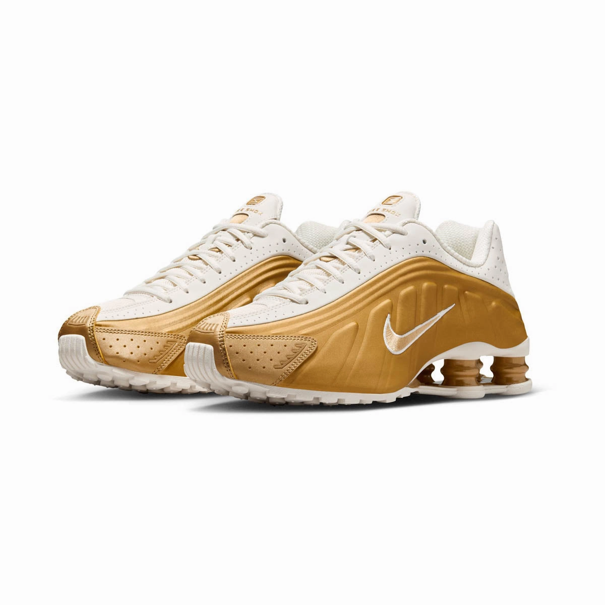 Nike Slip On Running Shoes WOMENS NIKE SHOX R4-SOFT PEARL/METALLIC GOLD-AR3565-010