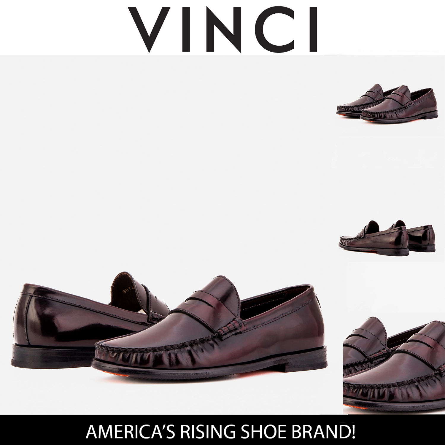 The Belmont Burgundy Polished Leather Men Loafer Dress Shoe Insert