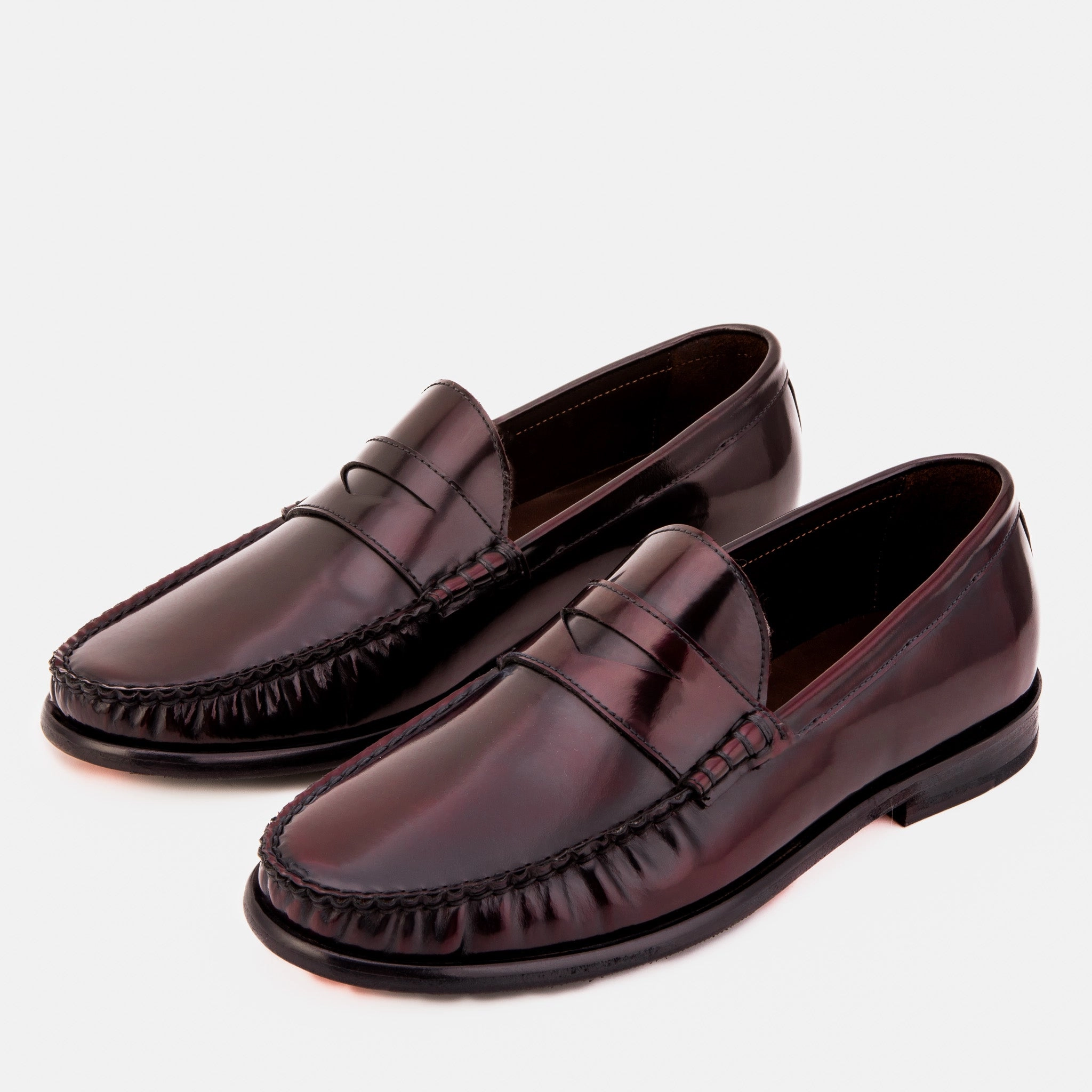 The Belmont Burgundy Polished Leather Men Loafer 0 Drop Dress Shoes