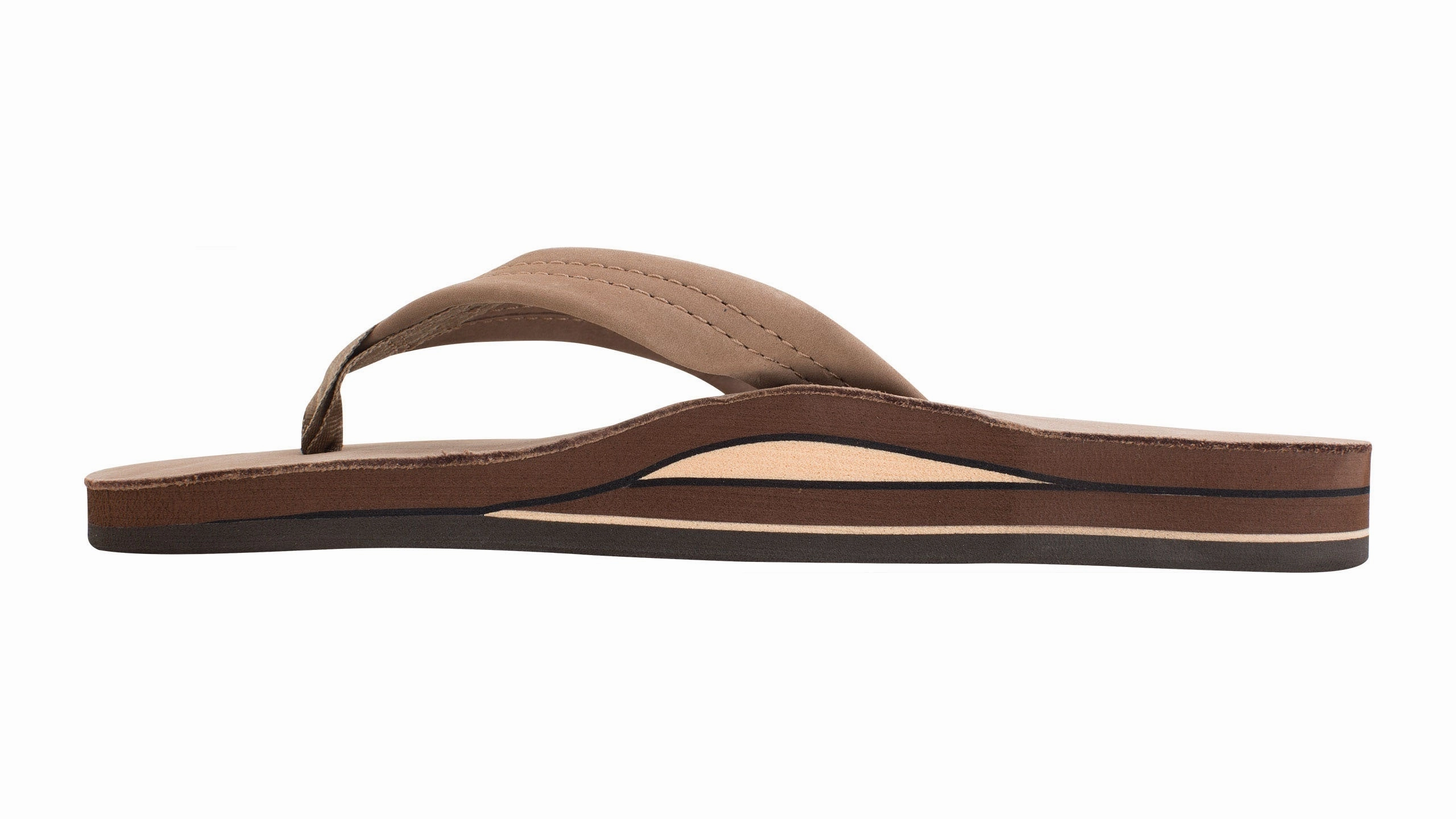 Sandals Made In Usa Rainbow Double Layer Leather Sandal-Dark Brown