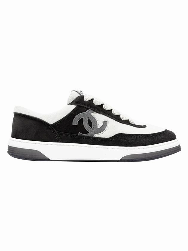 CC Logo Suede Kidskin Low Top Sneakers Black Chanel Sneakers Ballerina