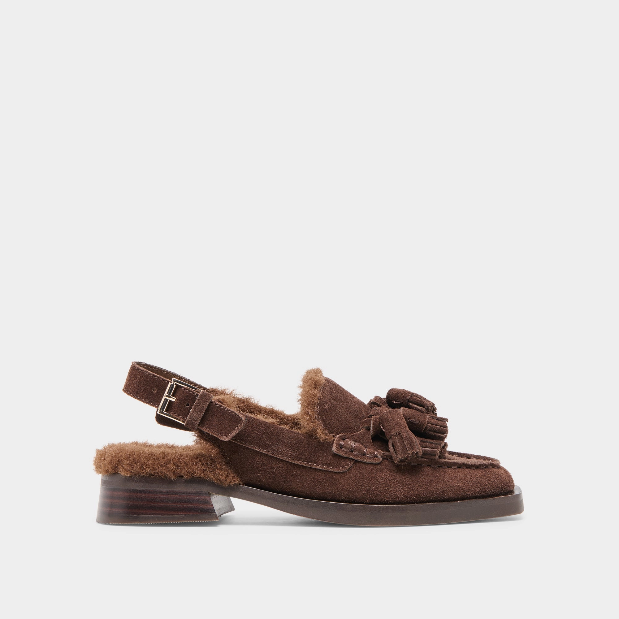 HAMLIT PLUSH LOAFERS DK BROWN SUEDE Suede Loafers With Tassels