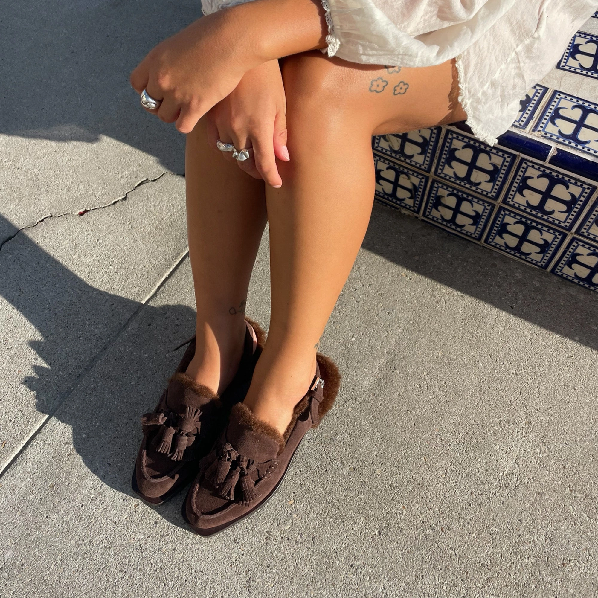 HAMLIT PLUSH LOAFERS DK BROWN SUEDE Patent Leather Tuxedo Loafers