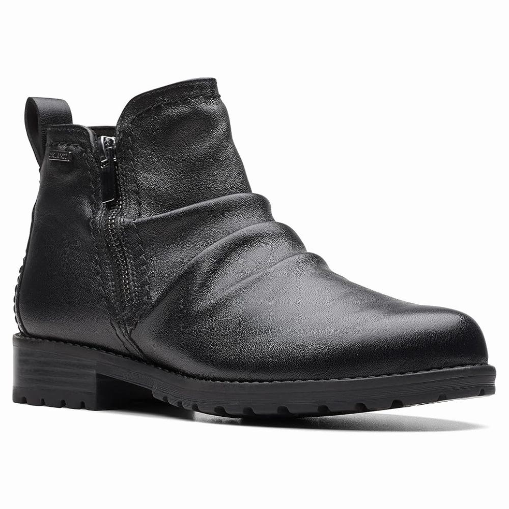 Clarks Aspra Walk Waterproof Black Leather Boot (Women's) Italian Boots Leather