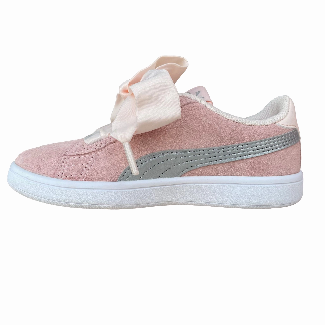 Puma sneakers da bambina Smash V2 Ribbon AC PS 366004 02 pearl-silver Sparkly Shoes Sneakers