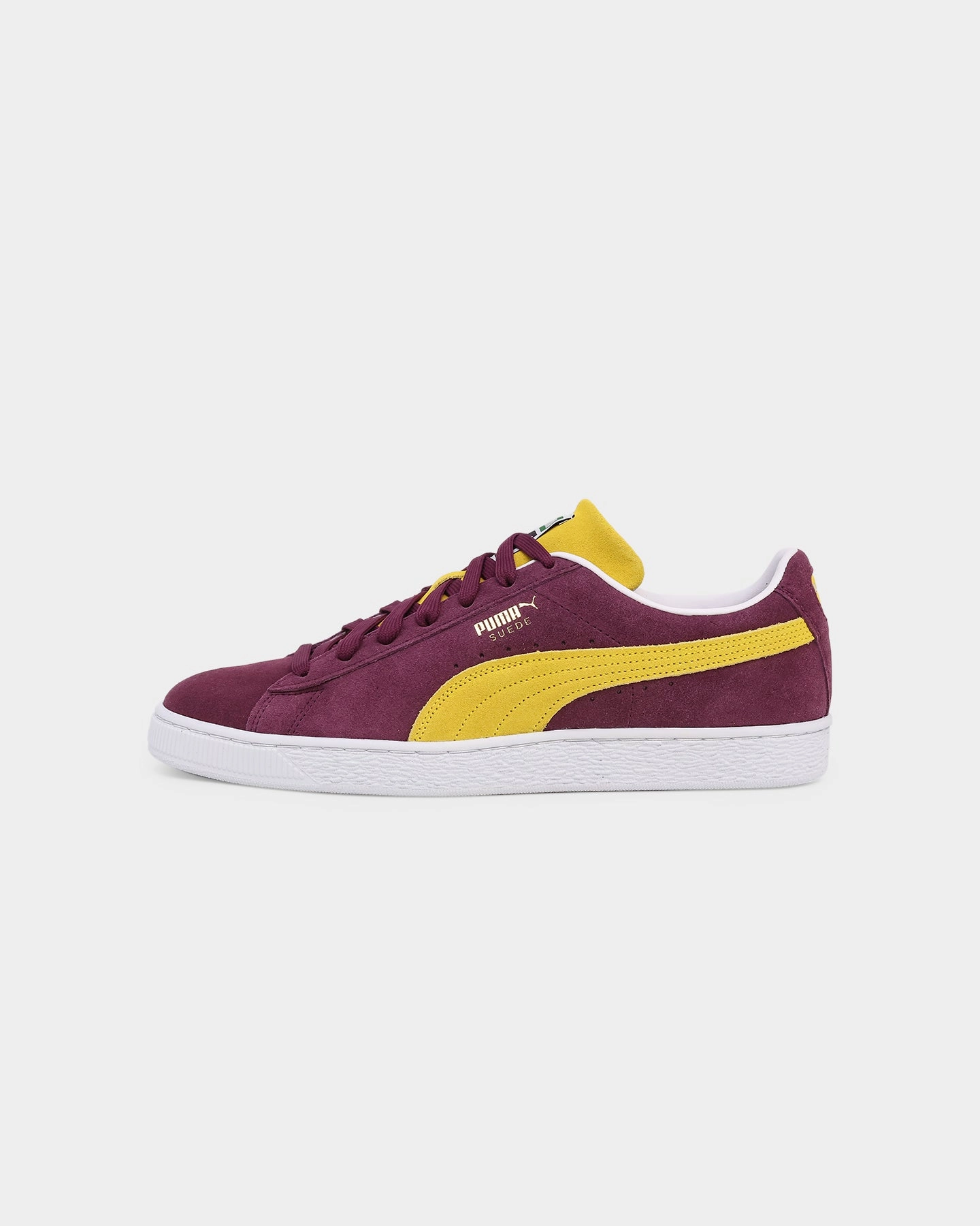 Puma Suede Classic XXI Grape Wine/Dandelion Puma Golf Shoes Spikeless