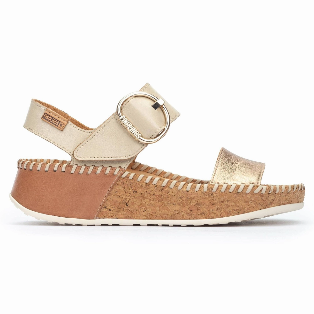 Snake Print Sandals Pikolinos Marina Champagne Leather Sandal (Women's)